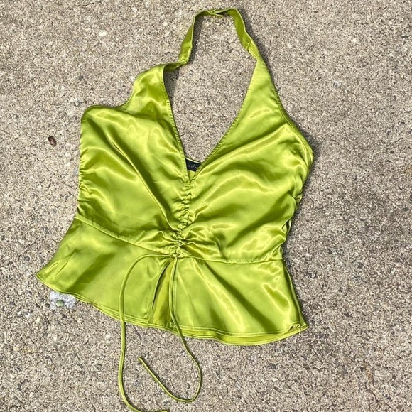 REVOLVE Riema Top House of Harlow 1960 MEDIUM nwt lime green satin summer blouse - Picture 1 of 7